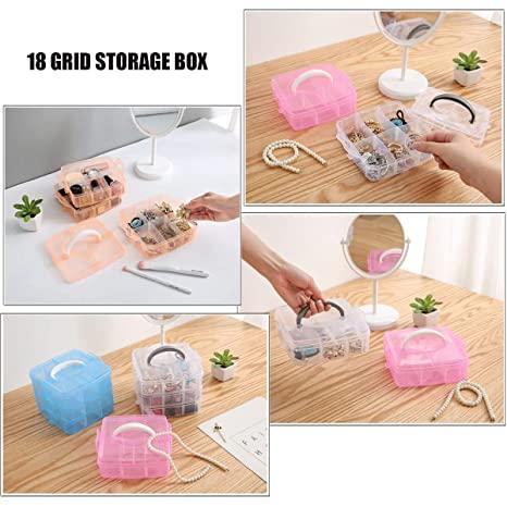 Plastic 3 Layer 18 Grid Cosmetic Storage Box for Home 1Pc