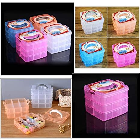 Plastic 3 Layer 18 Grid Cosmetic Storage Box for Home 1Pc