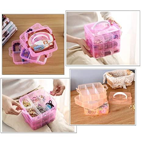 Plastic 3 Layer 18 Grid Cosmetic Storage Box for Home 1Pc