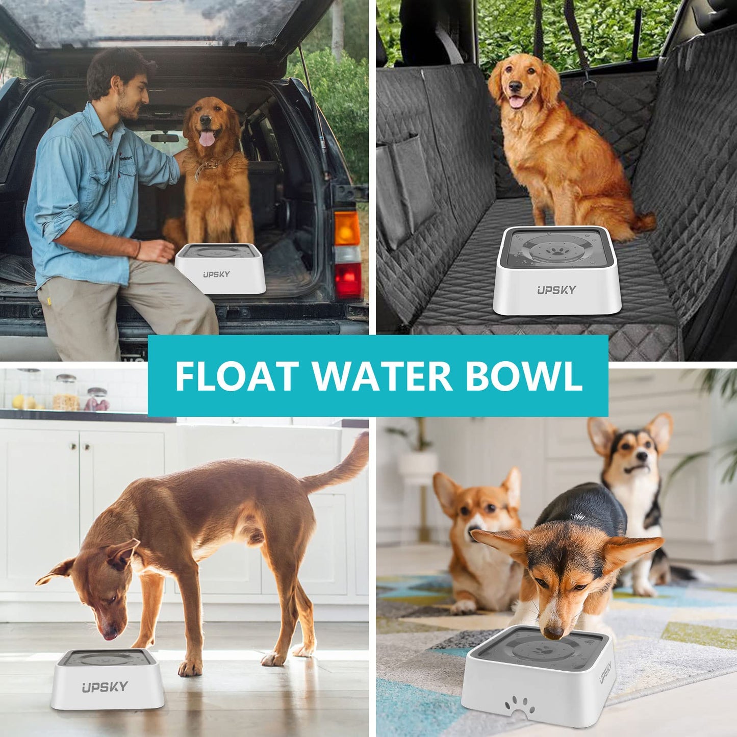 UPSKY Dog Water Bowl Vehicle Carried Floating Bowl Cat Water Bowl Slow Water Feeder Dispenser Anti-Overflow Pet Fountain Portable Car Dog & Cat