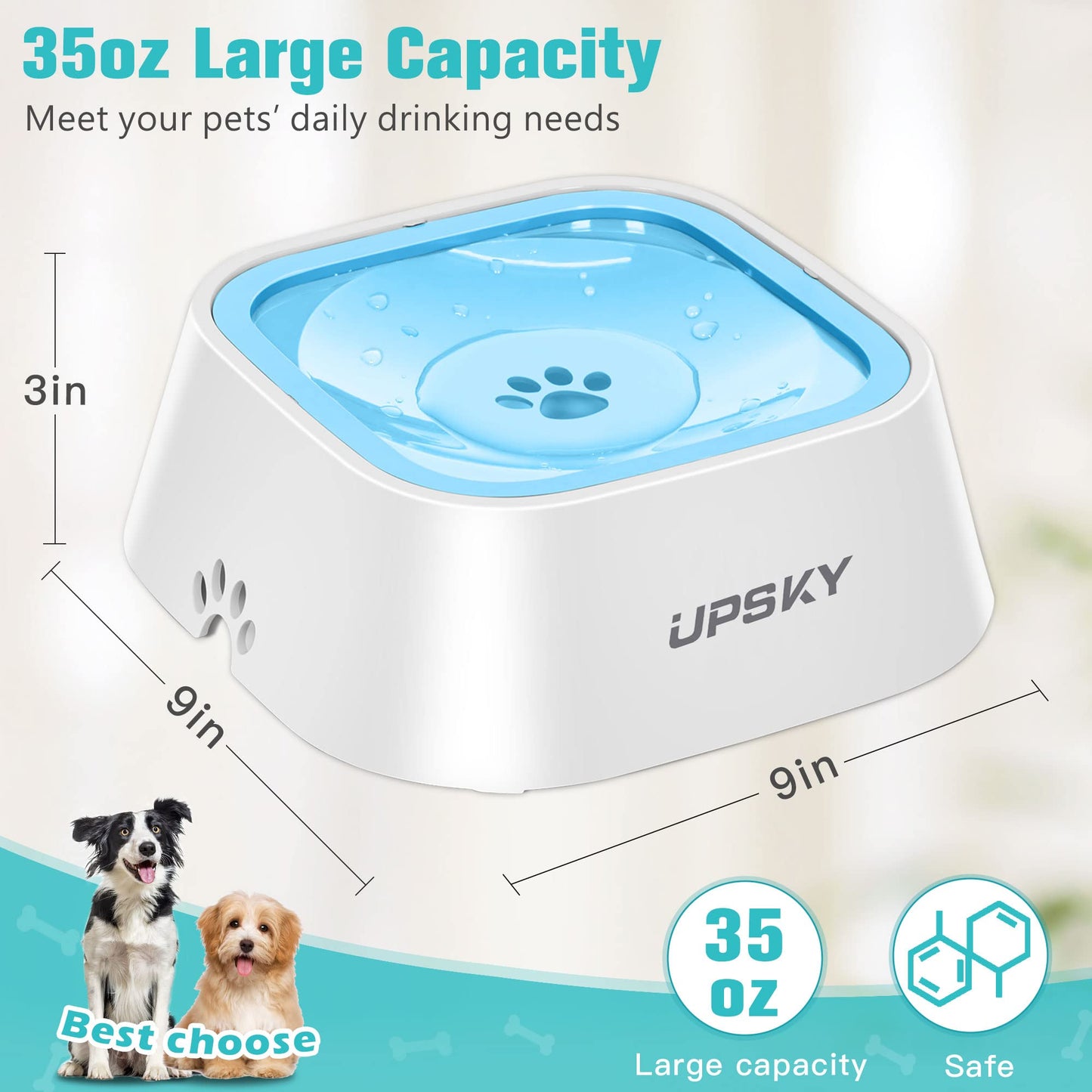 UPSKY Dog Water Bowl Vehicle Carried Floating Bowl Cat Water Bowl Slow Water Feeder Dispenser Anti-Overflow Pet Fountain Portable Car Dog & Cat