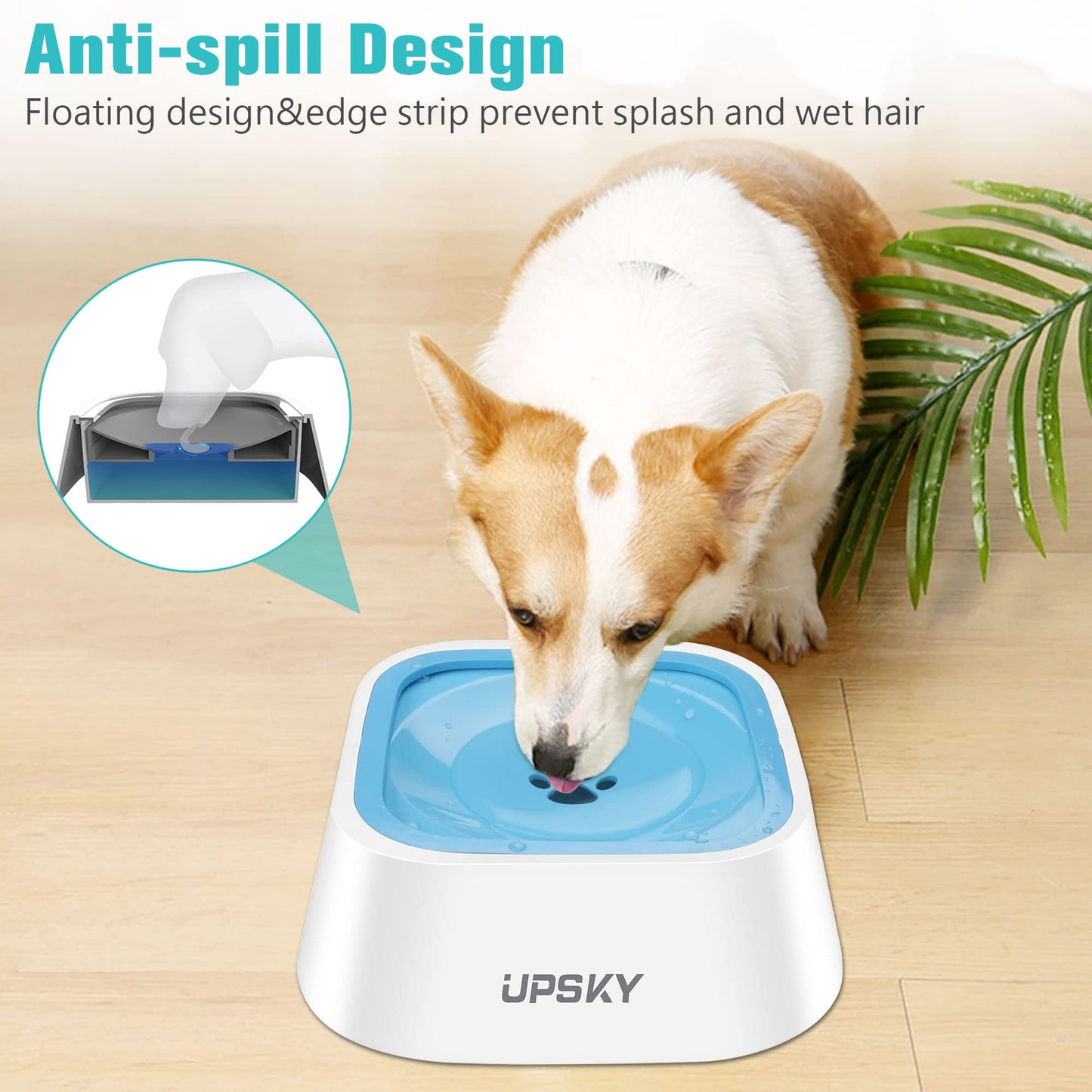 UPSKY Dog Water Bowl Vehicle Carried Floating Bowl Cat Water Bowl Slow Water Feeder Dispenser Anti-Overflow Pet Fountain Portable Car Dog & Cat