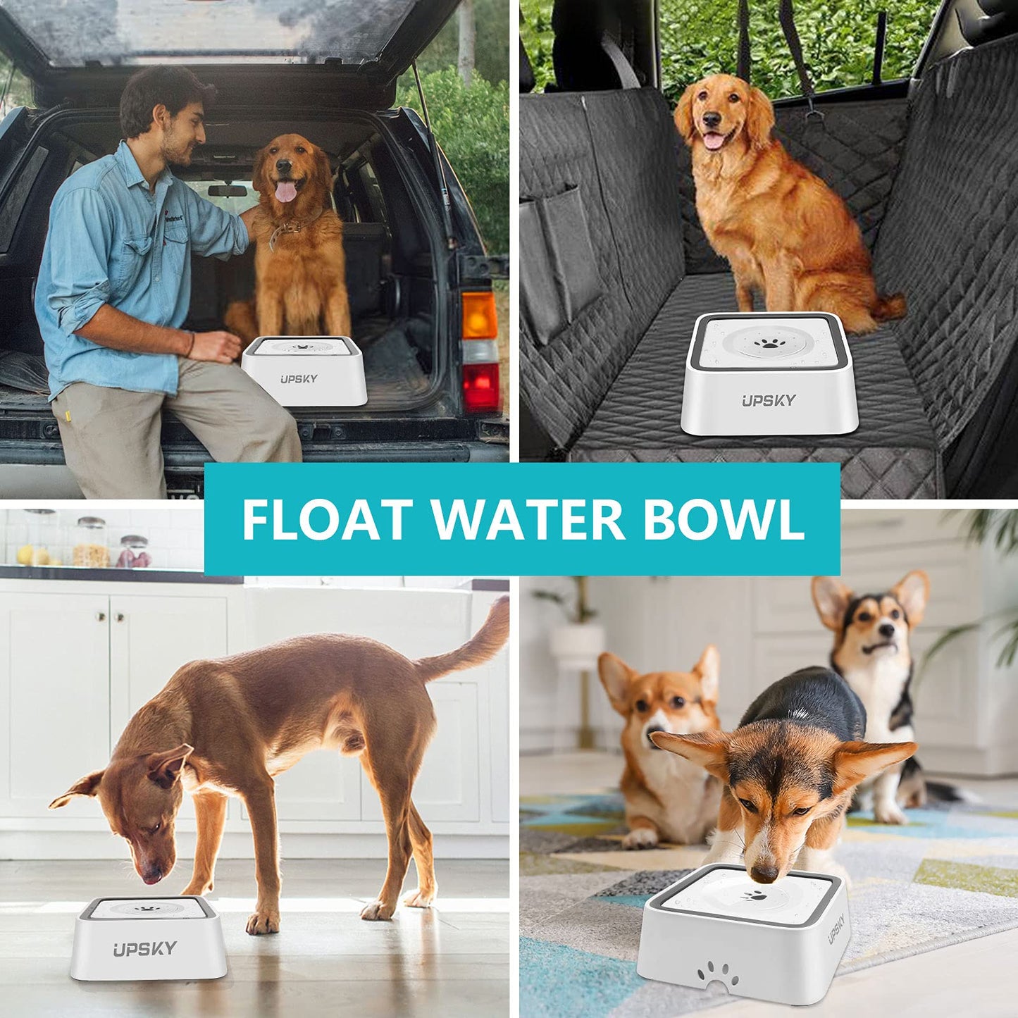UPSKY Dog Water Bowl Vehicle Carried Floating Bowl Cat Water Bowl Slow Water Feeder Dispenser Anti-Overflow Pet Fountain Portable Car Dog & Cat